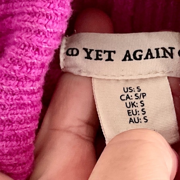 Yet again Knit Sweater Hot Pink/magenta Barbiecore High neckline shortsleeve S - Picture 11 of 12